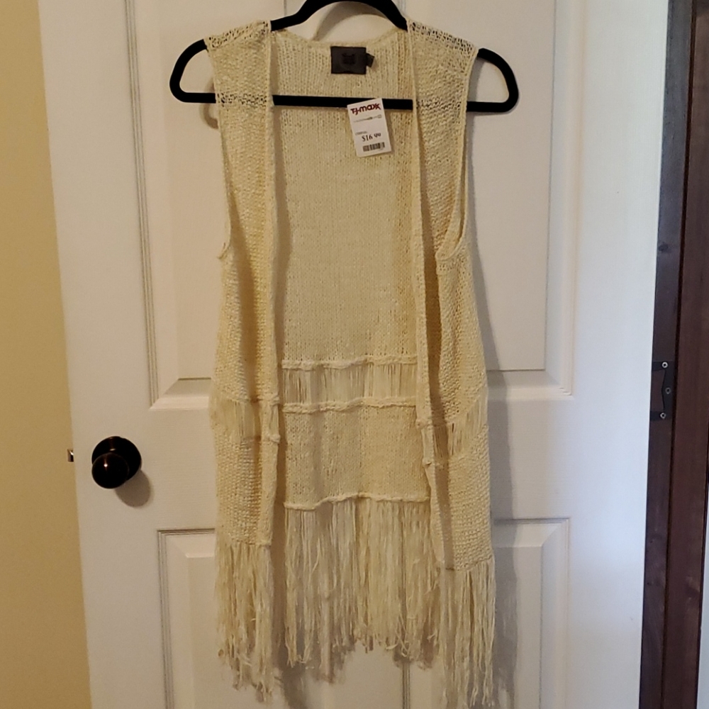 NWT Lace XL Cream Color Fringe Vest
